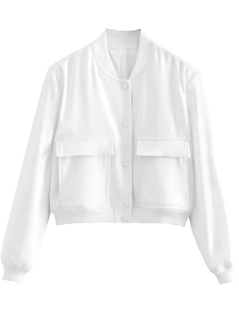 Zeagoo Women Bomber Jacket Casual Button Down Shackets