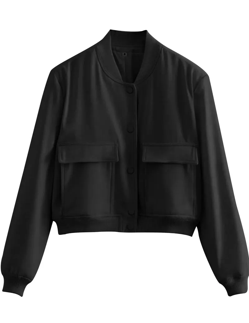 Zeagoo Women Bomber Jacket Casual Button Down Shackets