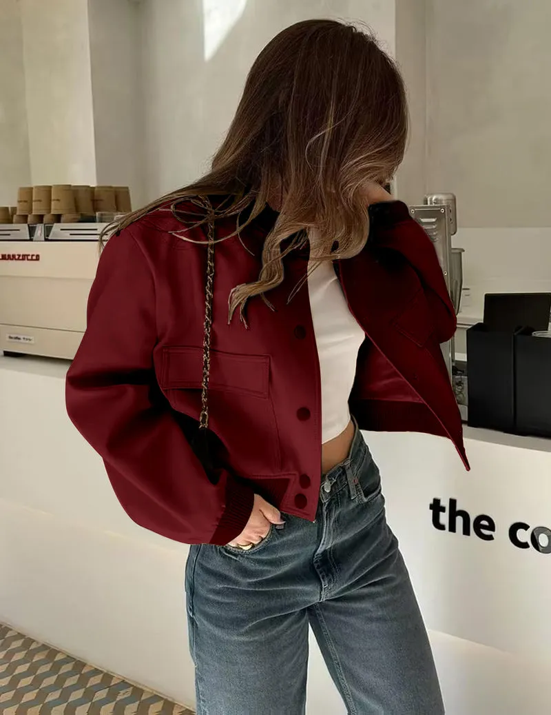 Zeagoo Women Bomber Jacket Casual Button Down Shackets