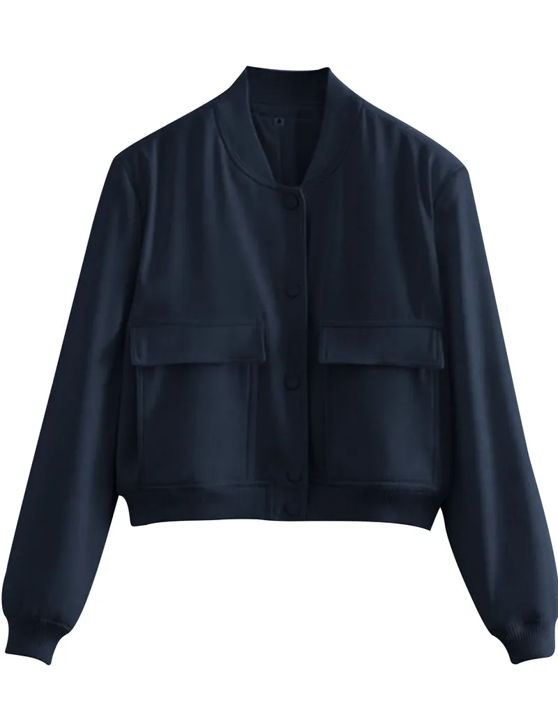 Zeagoo Women Bomber Jacket Casual Button Down Shackets